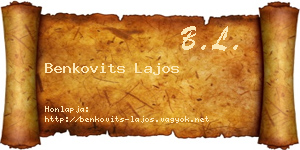 Benkovits Lajos névjegykártya